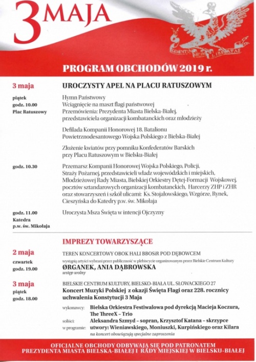 Święto Konstytucji 3 Maja - program obchodów