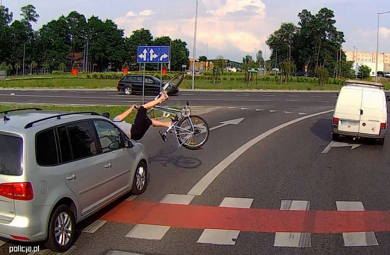 Niebezpieczne potrącenie rowerzystki