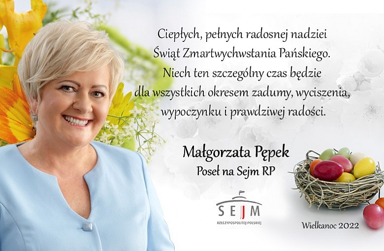 Świąteczne Życzenia składa Poseł na Sejm RP Małgorzata Pępek